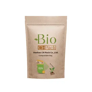 Saco de embalagem de alimentos eco friendly pla 100% biodegradável e compostável, saco de embalagem de alimentos com zíper