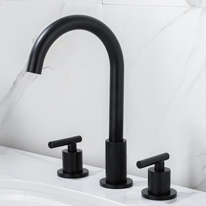 <span class=keywords><strong>Robinet</strong></span> de lavabo 3 trous <span class=keywords><strong>noir</strong></span> <span class=keywords><strong>mat</strong></span> <span class=keywords><strong>robinet</strong></span> d'eau à <span class=keywords><strong>main</strong></span> double poignée <span class=keywords><strong>robinet</strong></span> de lavabo rotatif à 360 ° pour salle de bain - Product Image 5