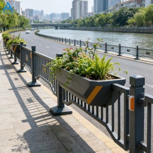 Barandilla de Seguridad Vial para Exteriores, Diseño Artístico para Puentes, Barrera Peatonal con Canastas para Flores, Acero Galvanizado, Fácil de Montar, Suministro de Fábrica - Product Image 2