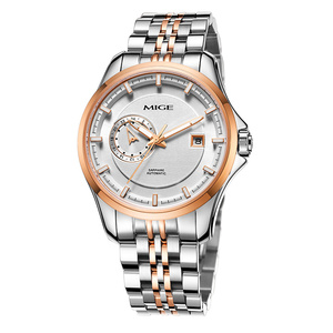 MIGE Men's Automatic Mechanical <b>Watch</b> Stainless Steel Round <b>Case</b> 42mm Sapphire Crystal Date Display Luxury Fashion - Product Image 3