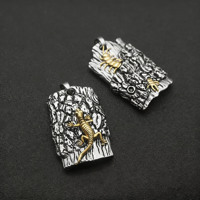 Kalung Liontin Baja Anti Karat Lapis Emas Vintage Motif Kulit Kadal Kalajengking Tekstur Gothic, Perhiasan Fashion Berkualitas untuk Pria Grosir