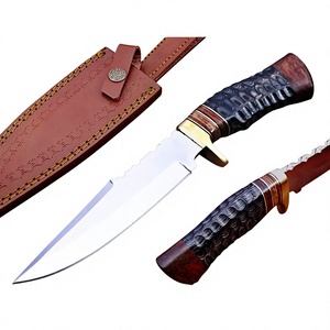 Cuchillo de Caza Personalizado de Acero Inoxidable, Hoja Fija con Punta Caída y Borde Dentado, Mango de Madera, Cuchillos para Acampar al Aire Libre - Product Image 5