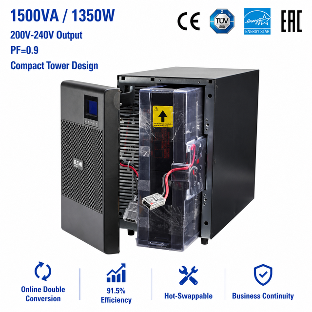 Eaton 9SX 1500i Online UPS 1500VA 1350W Tower Double Conversion Uninterruptible Power Supply 230V for Infrastructure Server