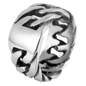 yunnique Men's <b>Titanium</b> Steel <b>Ring</b> Geometric Chain Design Silver Color Gift Jewelry FY213074 - Product Image 5