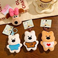 Porte-clés en peluche chien Kawaii, mini pendentif, figurine de personnage de dessin animé, cadeau, sac à dos, breloque, animal en peluche