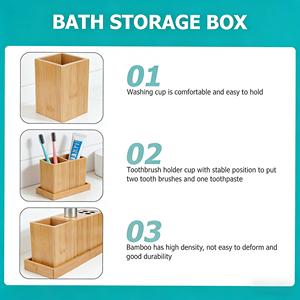 कस्टम बांस बाथरूम के सामान को टूथब्रश धारक और पुनः प्रयोज्य शैम्पू की बोतल, वाशिंग कप - Product Image 3