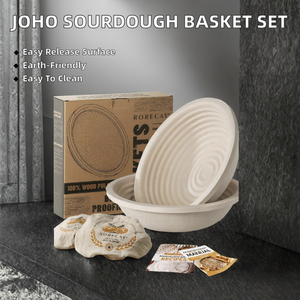 Cestas de fermentación de masa de panadería <span class=keywords><strong>JOHO</strong></span> de pulpa de madera, juego de 2 de 9 pulgadas, 2.2 lb, antiadherentes, aptas para lavavajillas, ecológicas y seguras para alimentos - Product Image 2