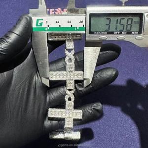 สร้อยคอแฟชั่น ชุบทอง 18k เงินแท้ S925 ประดับเพชรโมอิสซาไนต์ D/VVS แบบ Cuban Link สำหรับเครื่องประดับผู้ชาย - Product Image 3