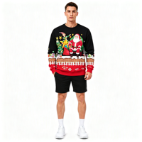 Sweat-shirt à col rond pour homme avec impression intégrale personnalisée de cheminée du Père Noël pour les fêtes de Noël