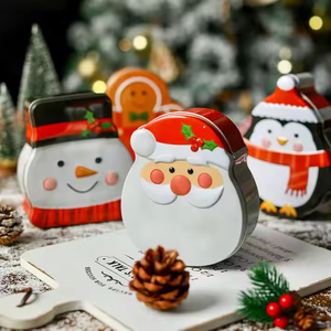 Милая Рождественская пустая металлическая Жестяная Коробка 10,5*12,5*5 см Милая металлическая Жестяная Банка подарочная упаковка для детского печенья конфеты и бисквита подарки - Product Image 3