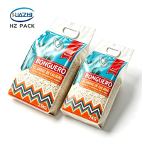 Sac à riz personnalisé de 1 kg, 5 kg, 10 kg, de qualité alimentaire, avec soufflet latéral et poignée, en plastique laminé, pour l'emballage de céréales, farine, sucre, sel, engrais