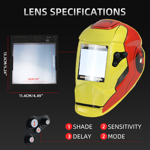 Máscara de Soldadura con Protección Solar y Oscurecimiento Automático, Ventana Grande de Color Real 100*93, 4 Sensores Fotosensibles, Ventana Grande 100*93MM - Product Image 4