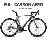 Vélo de route entièrement en carbone 700C 2x11 vitesses, frein sur jante, fourche en carbone, guidon aérodynamique, 8,8 kg, vélo de course, vente en gros