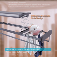 HK13 OLT Séchoir à linge intelligent en aluminium pour plafond avec lumière LED et commande vocale hors ligne, pour balcon, intérieur et maison