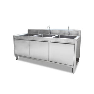 حوض غسيل خضروات تجاري من الفولاذ المقاوم للصدأ للمصانع والكافتيريات، خزانة بتصميم سعة كبيرة ومواد سميكة، متوفر بتصميم فردي أو مزدوج - Product Image 4