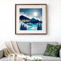 Kit de Peinture Diamant Personnalisé sur Toile Imprimée – Montagnes et Lacs au Lever du Soleil – Décoration de Bureau Personnalisée