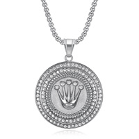 Colliers de luxe Hiphop Crown en acier inoxydable avec zircon et PVD, bijoux de mode plaqués or pour femmes et hommes 2024