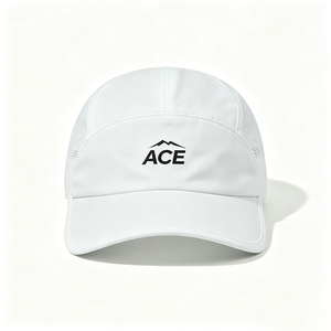 Gorra de Running Personalizada Blanca de 5 Paneles con Bordado Negro ACE Mountain, de Secado Rápido, Transpirable y Ligera para Camping - Product Image 3