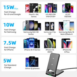 Nouveau support de charge <span class=keywords><strong>sans</strong></span> <span class=keywords><strong>fil</strong></span> pliable <span class=keywords><strong>15W</strong></span> pour iPhone et téléphones <span class=keywords><strong>Samsung</strong></span>, <span class=keywords><strong>chargeur</strong></span> rapide portable pour la maison et le bureau - Product Image 6