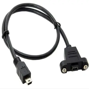 Micro-USB 5pin USB 2.0 Male Connector to Micro USB 2.0 Female Extension Cable 30cm 50cm With screws Panel Mount Hole