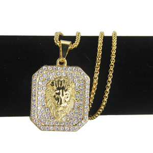 <span class=keywords><strong>Nouveau</strong></span> collier hip-hop avec pendentif tête <span class=keywords><strong>de</strong></span> lion sertie <span class=keywords><strong>de</strong></span> diamants, article <span class=keywords><strong>de</strong></span> mode tendance - Product Image 3