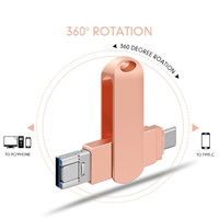 OTG Flash Drive USB Mini, Flash Drive Logo kustom 3-in-1 4GB 8GB 16GB 32GB 64GB 128GB penyimpanan USB stik jempol tahan air logam