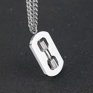 Dumbbell Design Pendants Necklaces Stainless Steel Jewelry Highly Polished Cuban <b>Chain</b> Statement Jewellery - Product Image 4