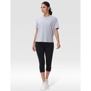 FOXA T-shirt d'entraînement à manches courtes pour femme, col rond, respirant, haut de yoga - Product Image 6