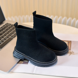 New Design Autumn Winter Children Knitted Flying Woven Shoes Soft Sole Fashion Casual Boots for Girls - Product Image 5
