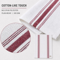 Servilleta de Bistro con Rayas Borgoña, 18x22 Pulgadas, 240GSM, Teñida con Hilo, Poliéster Hilado, Reutilizable, Personalizable, Hecha a Mano, Duradera, Lavable a Máquina