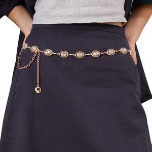 โซ่คาดเอวประดับดอกไม้และคริสตัล  วัสดุโลหะผสมสังกะสี  สำหรับสวมใส่ทุกวัน  โซ่ประดับร่างกายสำหรับผู้หญิง - Product Image 2