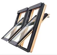Fenêtre de toit en pin stratifié à axe central 78x98, taille standard européenne, volet de ventilation 180° °   Support rotatif pour salle de bain en mezzanine inclinée