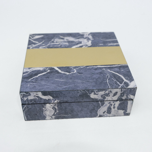 Wholesale custom gift packaging box square marble wood luxury jewelry box wooden box packaging