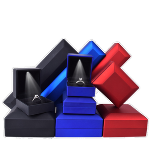 Wholesale Custom Ring LED Jewelry Set Boxes With Light Pendant Necklace packing Box Plastic Velvet Gift Luxury Jewelry Box