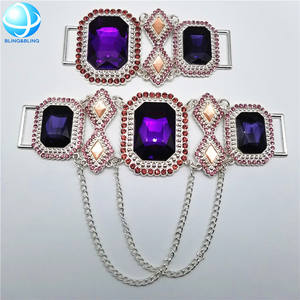 Violet grand Rectangle cristal boucle avec gland Bikini connecteur résistant à la rouille alliage chaîne en métal pour fille <span class=keywords><strong>maillot</strong></span> de bain bricolage faisant - Product Image 1