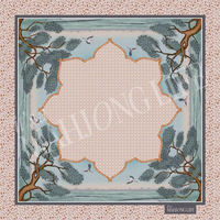 Tapis de Mahjong Américain de Luxe Style Floral, Taille Standard US, Surface Imperméable et Silencieuse, Thème Rose et Bleu pour Soirées Jeux