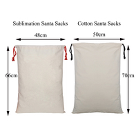 High King Vente en gros 50cm X 70cm Toile Sublimation Sac de Noël Grand sac de Père Noël vierge