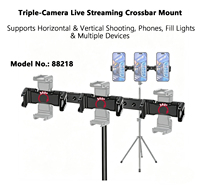 Support de diffusion en direct à triple caméra en alliage d'aluminium avec filetage 1/4'' et griffe porte-accessoire, support d'extension multi-appareils 88218 OEM