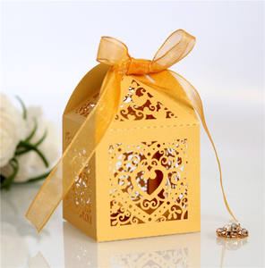 Kotak Permen Kertas Jendela Cokelat Kertas Mutiara Hadiah Kotak Hadiah Pernikahan Kardus Pita Laser Permen - Product Image 3