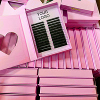 Extensions de cils en soie PBT noir mat synthétique DreamFlower, double rangée, grands plateaux de volume, vente en gros