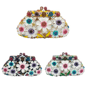 Borsa Clutch in Cristallo <span class=keywords><strong>Oro</strong></span> Rosa con Fiori e Paillettes, Tracolla in Metallo, <span class=keywords><strong>Borsetta</strong></span> <span class=keywords><strong>da</strong></span> <span class=keywords><strong>Sera</strong></span> con Strass, Borse Estive alla Moda - Product Image 6