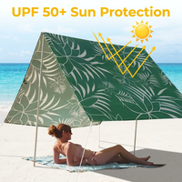 Abri solaire de plage portable, auvent automatique pour les loisirs en famille sur la plage en plein air