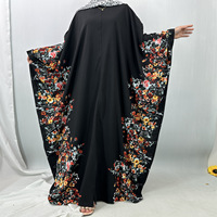 Robe Abaya à imprimé floral pour femmes musulmanes, taille plus, décontractée, printemps, manches longues, robe de prière ample, kaftan islamique