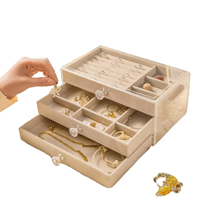 Caja de Joyería Transparente de Gran Capacidad, Organizador Acrílico a Prueba de Polvo con Cajones Forrados de Terciopelo para Joyería Femenina - Product Image 4