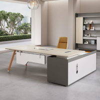 Nouvelle table de bureau en MDF en forme de L pour cadre dirigeant, design élégant, avec pieds en métal, prix avantageux
