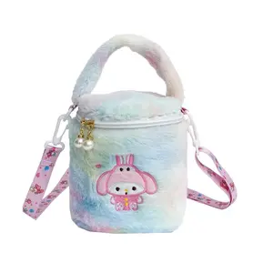 Al Cartoon Schattige Kuromi Pluche Tas Tie Dye Melodie Cilinder Emmer Tas Student Cinnamoroll Opbergtas