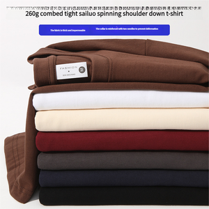 Người đàn ông của mùa hè 100% cotton T-Shirt Chất lượng cao thoáng khí quá khổ giản dị hàng đầu lụa màn hình thiết kế mô hình rắn 260 gram mới - Product Image 4