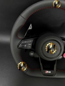 Volant sport HZ avec bouton de démarrage <span class=keywords><strong>S</strong></span>-<span class=keywords><strong>Line</strong></span>, demi-<span class=keywords><strong>coupe</strong></span> en fibre de carbone, palettes LED couleur personnalisée pour <span class=keywords><strong>Audi</strong></span> TT R8 <span class=keywords><strong>A4</strong></span> A5 B8 B9 S4 - Product Image 3