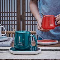 Chauffe-tasse en céramique thermostatique moderne à 55 degrés, couvercle personnalisable, ensemble de tasses chauffantes pour fête, boîte cadeau, souvenir, lave-vaisselle, micro-ondes