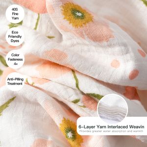 Manta Personalizada para Bebé Recién Nacido, 6 Capas, 100% Algodón Orgánico, 47 Pulgadas, Calidad Boutique, Suave para la Piel, Venta al Por Mayor <span class=keywords><strong>de</strong></span> Fábrica - Product Image 2